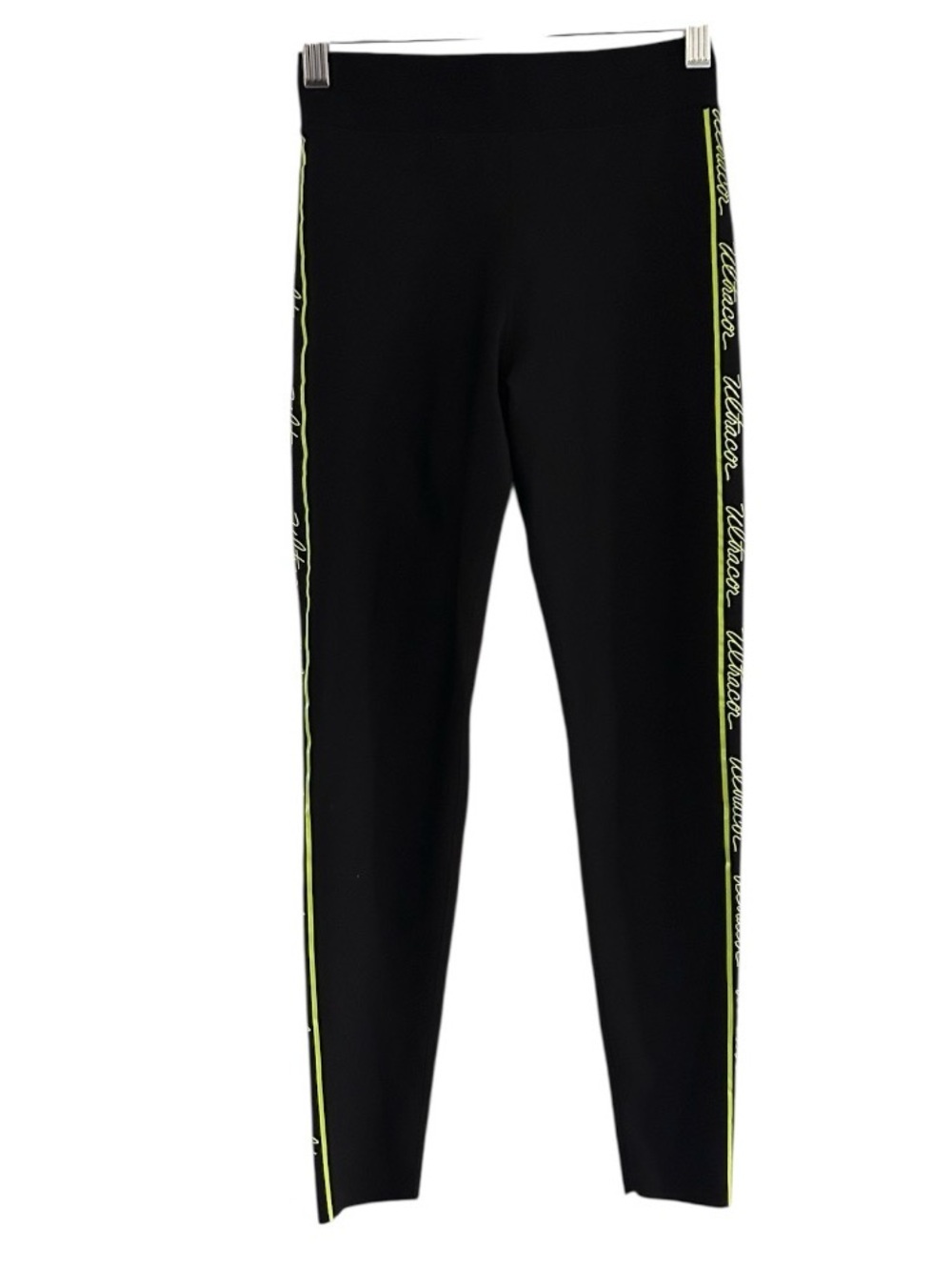 Ultracor High Rise Leggings Size Small Black Neon Green Logo Stripe